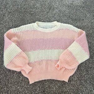 SHEIN Pastel Pink and Cream Striped Sweater